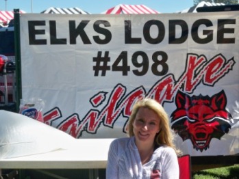 Darsha Lamb supporting ASU Redwolves at the Elks Lodge tailgate.